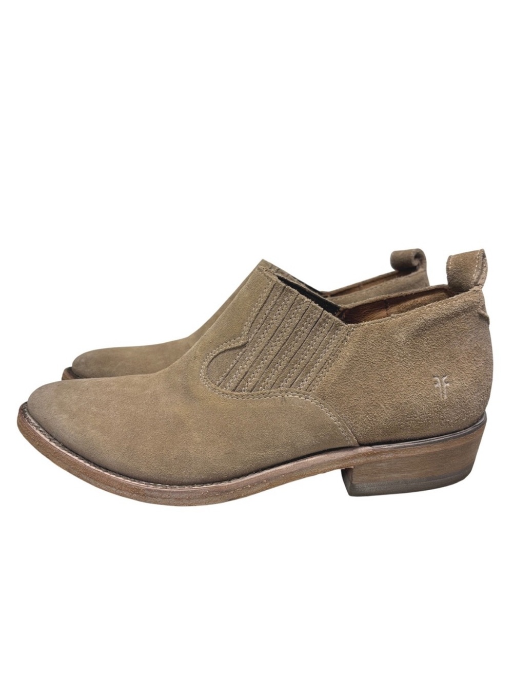 Frye Billy beige suede ankle western pull on ankle shooties boots size 9